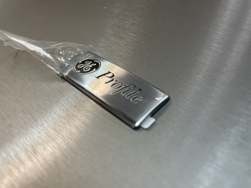 GE Profile Nameplate Badge, Small, w backer and rear self adhesive, OEM New - Picture 2 of 3