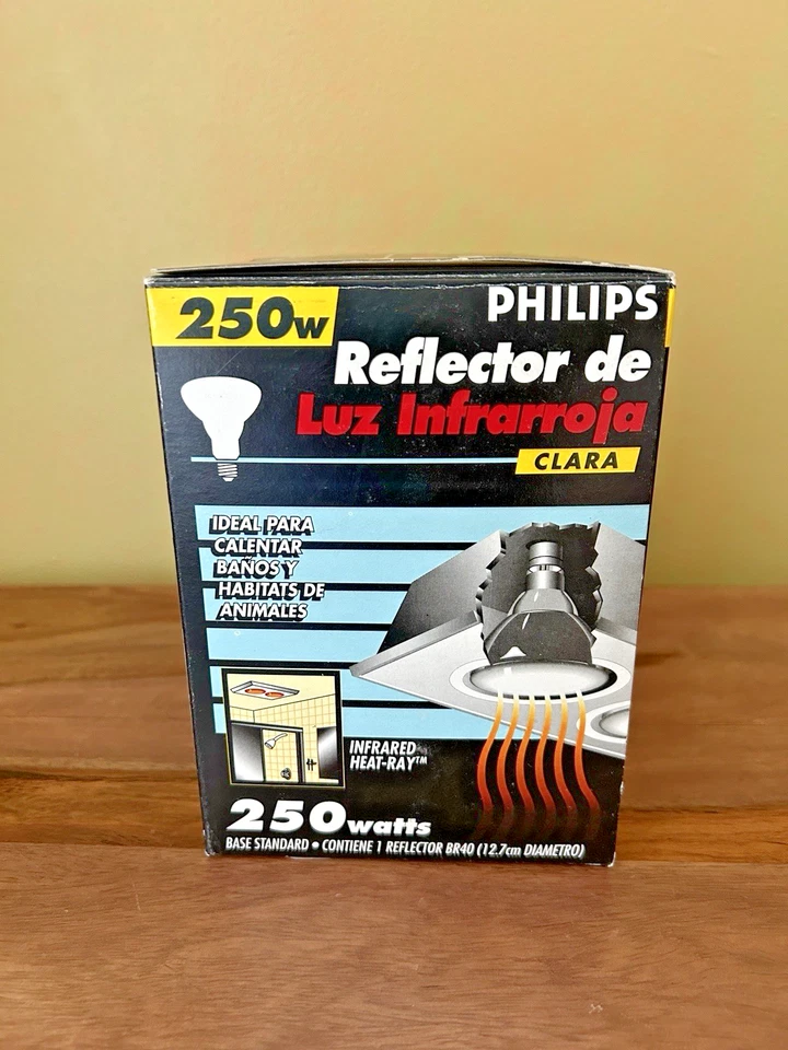 PHILIPS 250-Watt BR40 Heat Lamp Clear Flood Light Bulb Medium Base NIB - Image 3 of 4