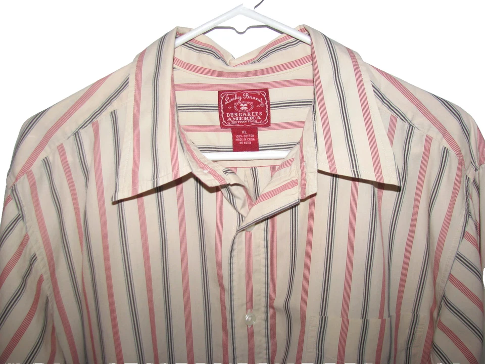 CAMISA A RAYAS DELANTERAS CON BOTONES MANGA LARGA MARCA LUCKY HOMBRE XL Foto 2 de 3