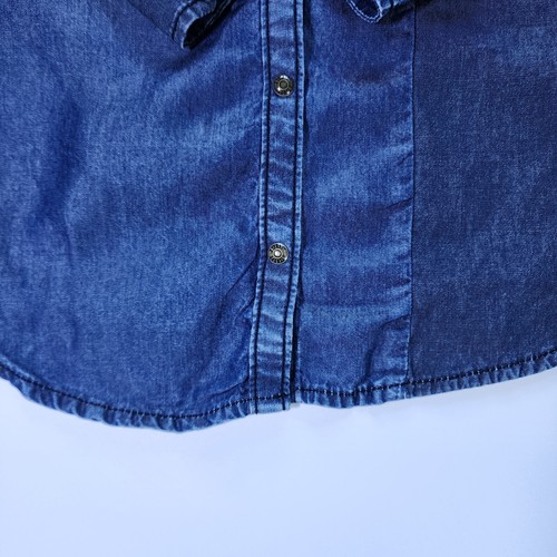 Diesel Shirt Men Small Pearl Snap Patchwork Chambray Denim Faded Western Cowboy - Picture 9 of 15