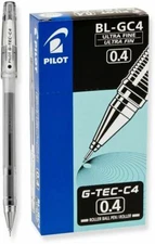 Pilot G-Tec C4  0.4mm Black  Pens  X Fine Point Pen New In Box  12 Pens  35491