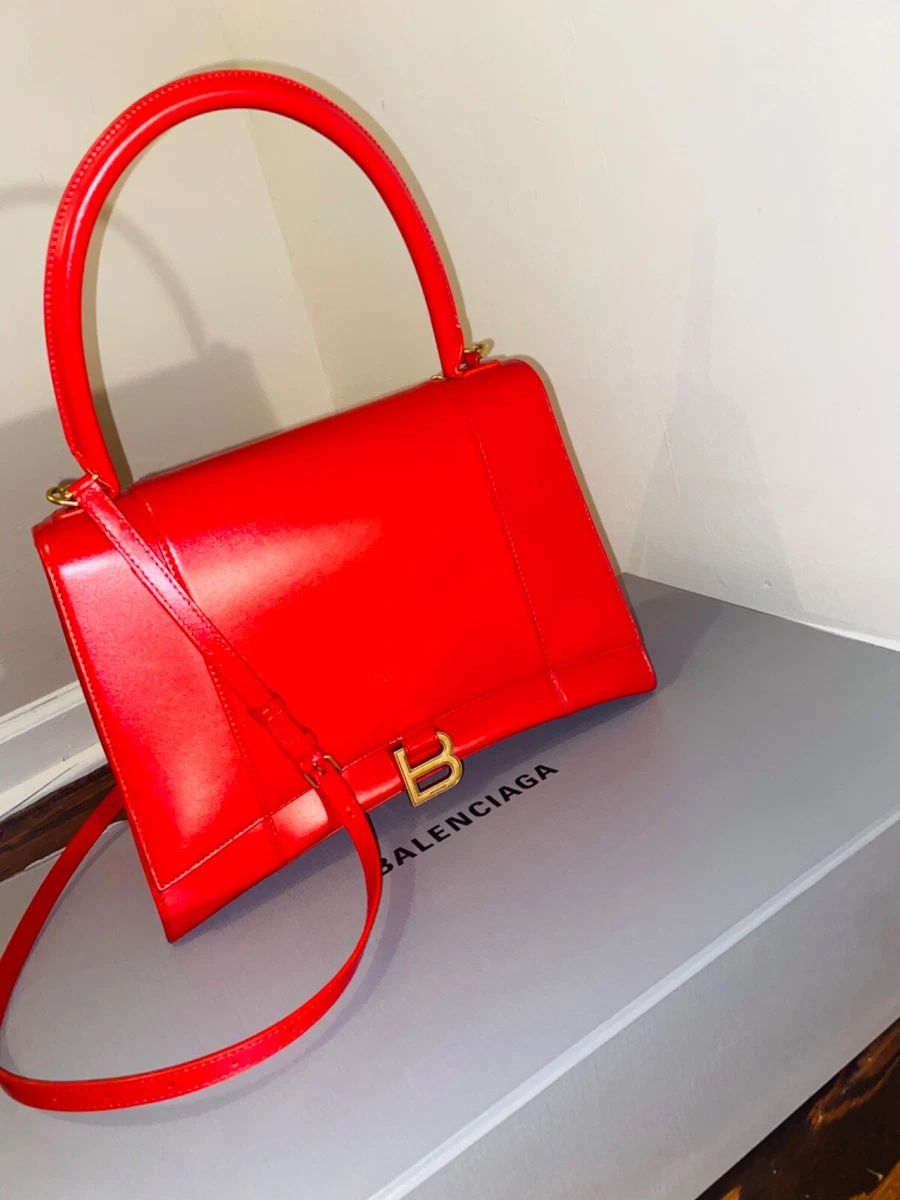 Balenciaga Hourglass Leather Bag in Red