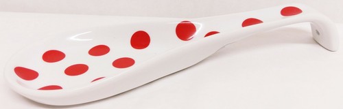 Red Spots Ceramic Spoon Rest 22cm Medium Red Porcelain Spoon Hand Decorated UK - Picture 2 of 4