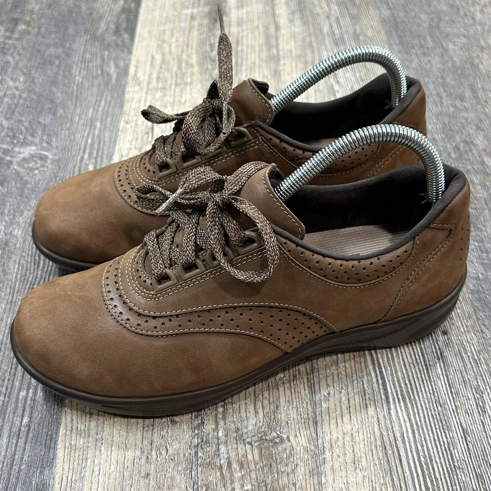 Zapatos cómodos para caminar SAS Walk Easy de cuero marrón para mujer talla 8 N con cordones ¡COMO NUEVOS! Foto 4 de 4