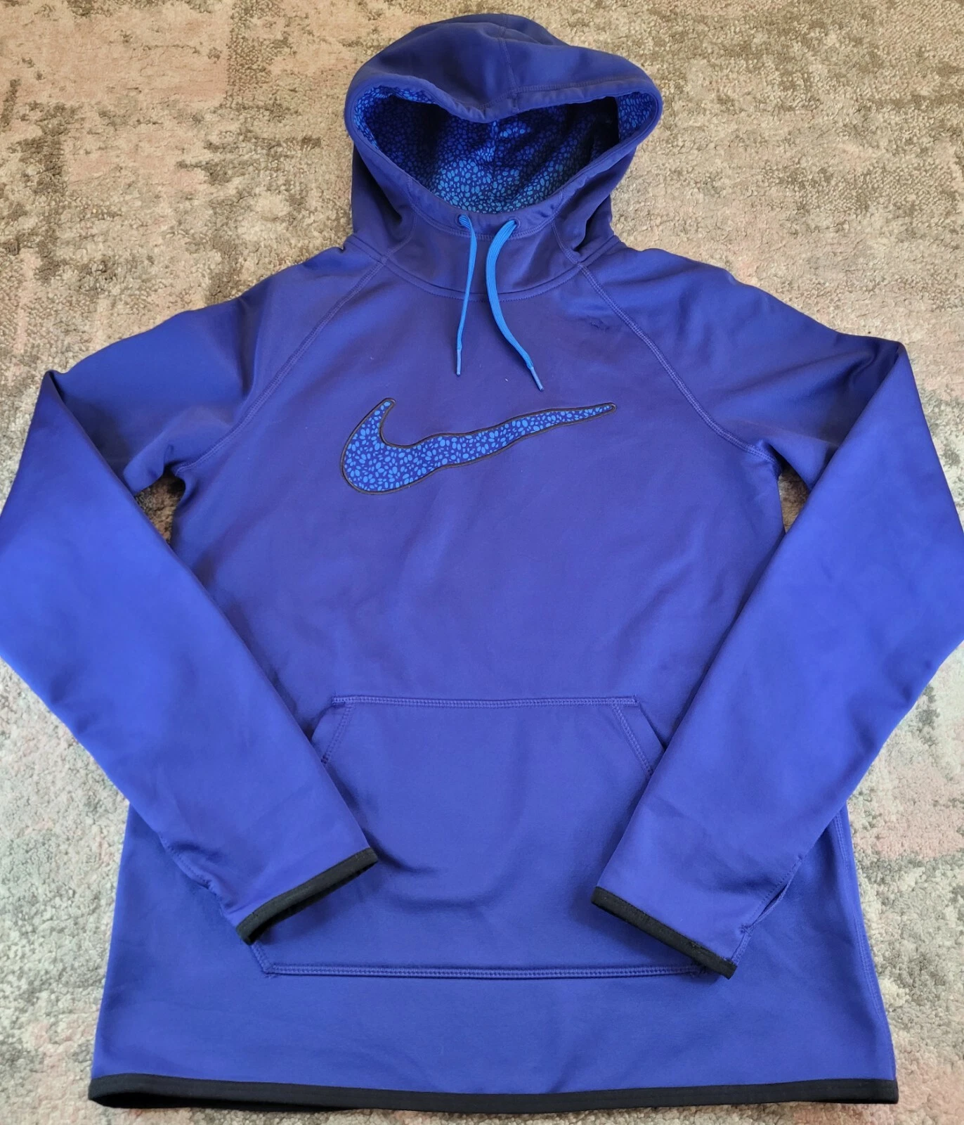 Nike Saleblue Fleece Hoodie Size S Therma-Fit Centre Swoosh