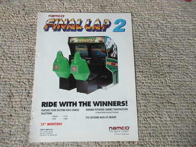  11- 8.5''  FINAL LAP 2 NAMCO TWIN  arcade game AD FLYER    