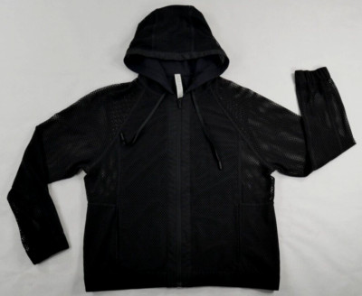 Lululemon Black Mesh Hoodie Full Zip Women's Size 8