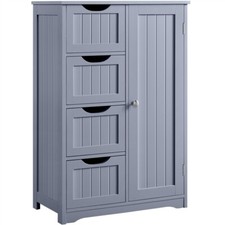 Bathroom Floor Storage Cabinet Wooden Kitchen Cupboardw/ 4 Drawers 1 Door