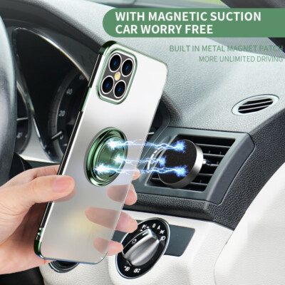Shockproof Clear Ring Holder Stand Case For iPhone 16 Pro Max 14 15 13 12 7 8 SE