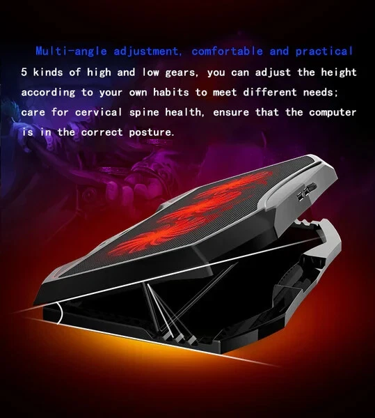 BASE DI RAFFREDDAMENTO PER NOTEBOOK CON 3 VENTOLE SILENZIOSE SUPPORTO PC 2 USB - Immagine 3 di 4