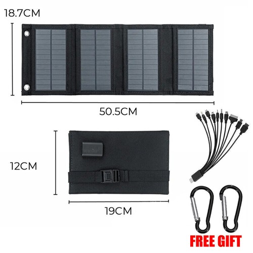 20W Faltbar Solarpanel Solarmodul Power Bank Handy USB Ladegerät Camping Wandern - Bild 2 von 26