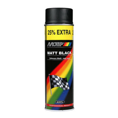 NEW 1 X GENUINE MOTIP MATT BLACK  AEROSOL SPRAY PAINT  500 ml