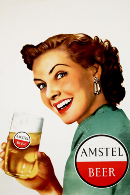 Amstel Beer Ad Lady Drink Vintage Wall Art Home Decor - POSTER 20x30