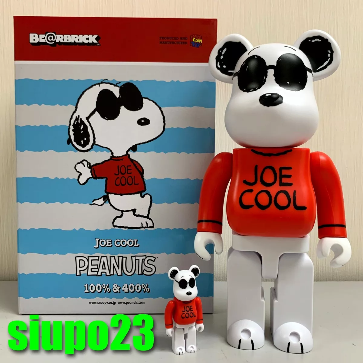 Medicom 400% + 100% Bearbrick ~ Peanuts Snoopy Be@rbrick Joe Cool Ver