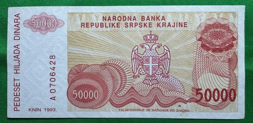 CROAZIA 50.000 DINARA 1993 UNC BANCONOTA CARTAMONETA - Foto 1 di 2