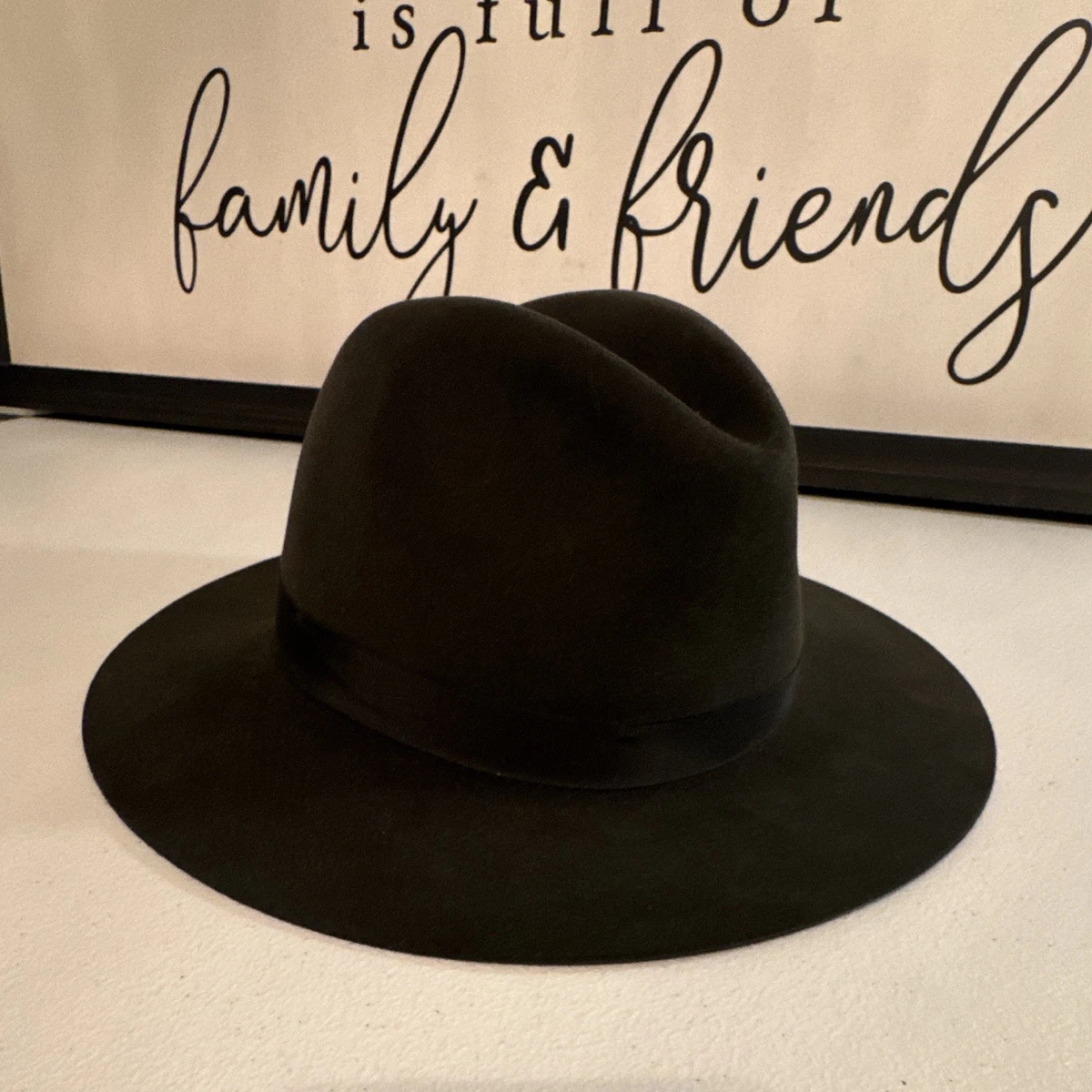 Sombrero Fedora Fiorentino Para Hombre Negro Piel Sólida Fieltro Talla 8 Hecho en República Checa