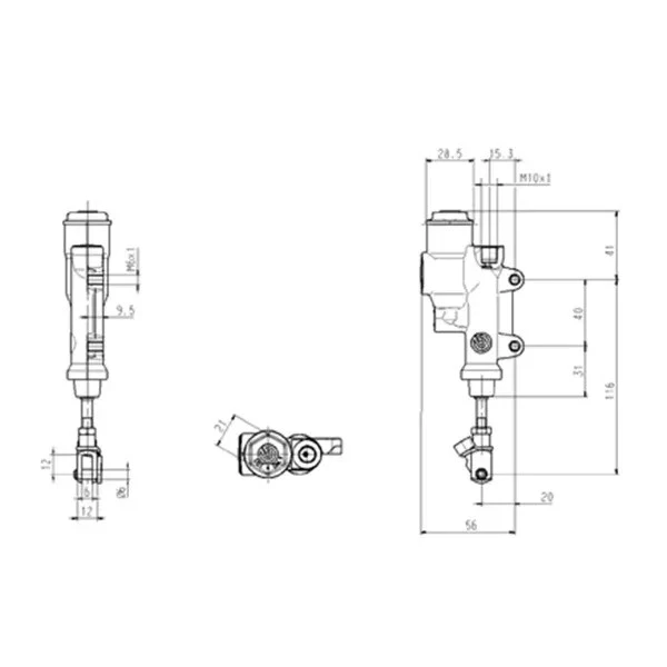 Brembo pompa freno attacco post PS12 silver attacco da 40mm con serbatoietto - Immagine 2 di 3