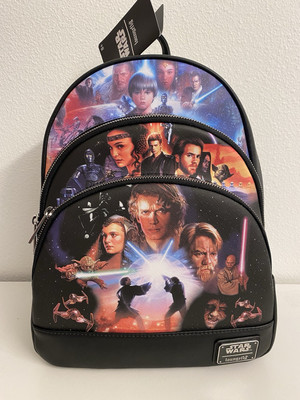 Loungefly Mini Backpack Star Wars Prequel,  3 Movies , 3 Pockets, New