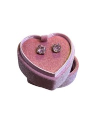 NEW Pink 4.00ctw CZ Stud Earrings Sterling Silver Pink Velvet Heart Box