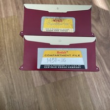 2 Vintage KODASLIDE Red  Tan Compartment File Kodak 35mm Slide Storage Boxes