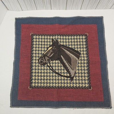 Equestrian Horse R Lauren Style Woven Tapestry Pillow Front Tack