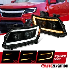 Fit 2015-2022 Colorado Smoke Halogen Projector Headlights LED DRL Sequential