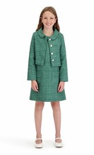 Kensie Girl Green Tweed Dress Jacket Set Size 4 2PC Holiday Event Formal