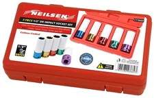 Alloy Wheel Nut Thin Wall Deep Impact Socket Set 1/2" Drive 17mm 19mm 21mm 7/8"