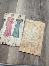 Vtg 30s Womens Gathered Day Dress Bow Trim Sewing Pattern Simplicity 2638 B34