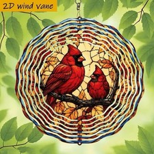 10" METAL CARDINALS WIND SPINNER WITH SWIVEL HOOK