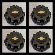 4 Center Caps For Chvey Truck Van 8 Lugs Black 16 Wheel Covers