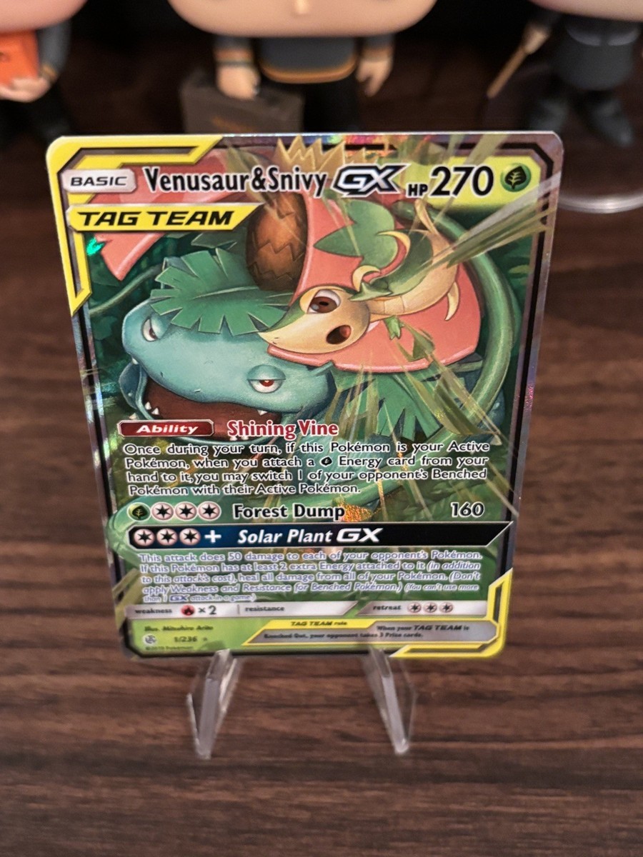 Pokémon TCG Venusaur & Snivy GX 1/236 Tag Team Cosmic Eclipse Full