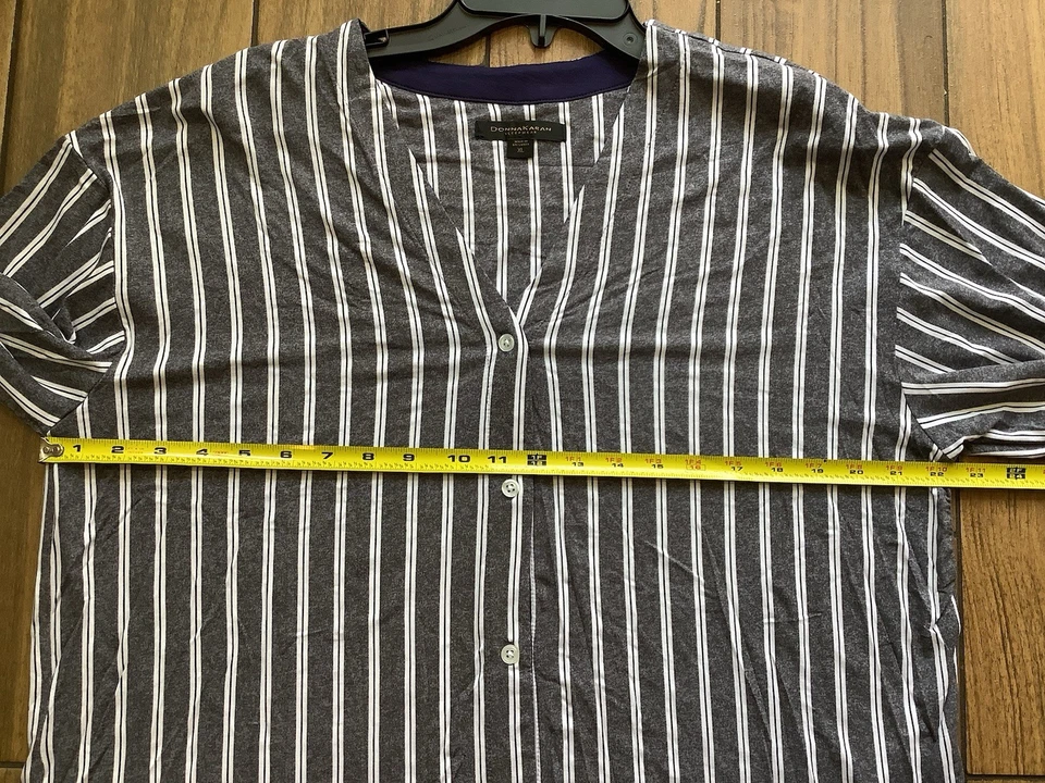 Donna Karan Sleepwear Lounge SET Women’s Size XL Modal Knit in Grey Striped - Image 4 of 4