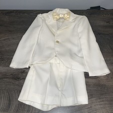 Vintage Handmade 1970  s Boys 4T Ring Bearer/Wedding White Short Set 3 pieces 
