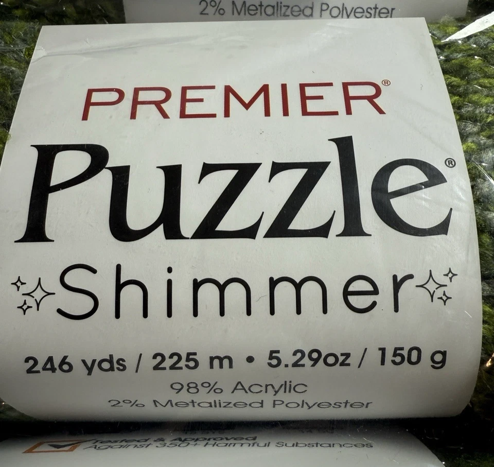 Lot of 12 Skeins Mary Maxim Premier Puzzle Maze Shimmer Green Yarn #2118-07 - Image 3 of 4