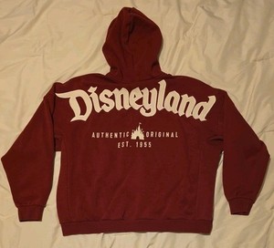 Disneyland Resort Maroon Spirit Jersey Sweater Zip Up Hoodie Size Large