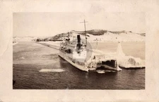 Sinking of Ann Arbor No. 4 Train Car Ferry Frankfort MI 1923 RPPC Postcard COPY