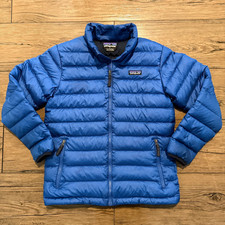 Patagonia Kids Down Sweater Puffer Jacket Full Zip Insulated Blue Large