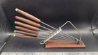 VTG MCM Stainless Steel Fondue Forks TEAK  Wood Handles Colored Tips Imperial — photo 2