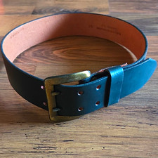 Men's Black Solid Adjustable Belt w/ Buckle 1.5 in Wide Size 36 Regular