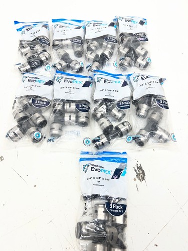 (27 TOTAL) SharkBite 3/4 in. Push-to-Connect EVOPEX Plastic Tee Fitting (3-Pack)