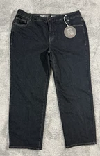 NWT Avenue Women’s Straight Leg Jeans 18P High Rise Black Dulux Denim