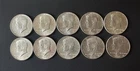 1964 Kennedy Half Dollar Silver Coins Lot of 10 Circulated 90% Silver