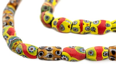 Oval Antique Venetian African Millefiori Trade Beads #15890 10mm Ivory Coast
