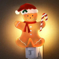 Hohean Christmas Decoration Gingerbread Man Night Light Plug in, 120V C7 LED ...