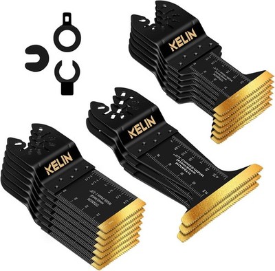 Multitool Sägeblätter Set 16-tlg Titan-beschichtet für Holz Metall Kunststoff