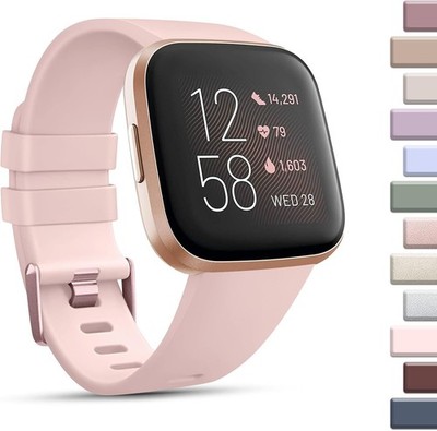 Light Pink Soft Silicone Band for Fitbit Versa 2, Versa Lite, and Versa SE (Smal