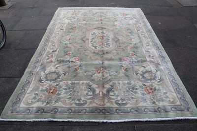 Vintage Handgemacht Kunst Deko Chinesisch Orientalisch Grün Wolle Groß Teppich