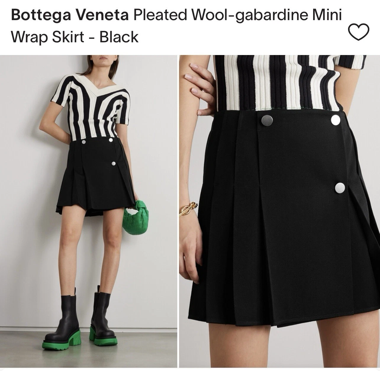 Gonna in gabardina di lana Bottega Veneta colore nero taglia 42 $1350