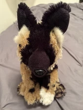 Wild Republic African Painted Wild Dog Plush Black Brown 12" Toy Stuffed Animal